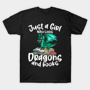 Just A Girl Who Loves Dragons And Books Reading Dragon T-Shirt